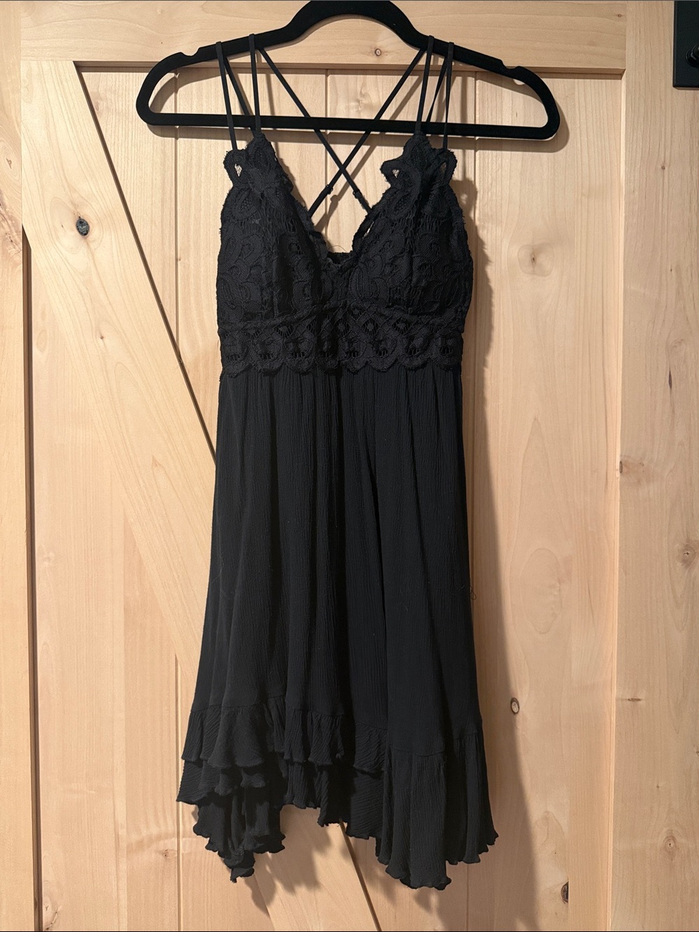 Wishlist Black Lace Chemise with Strappy Crisscross Back